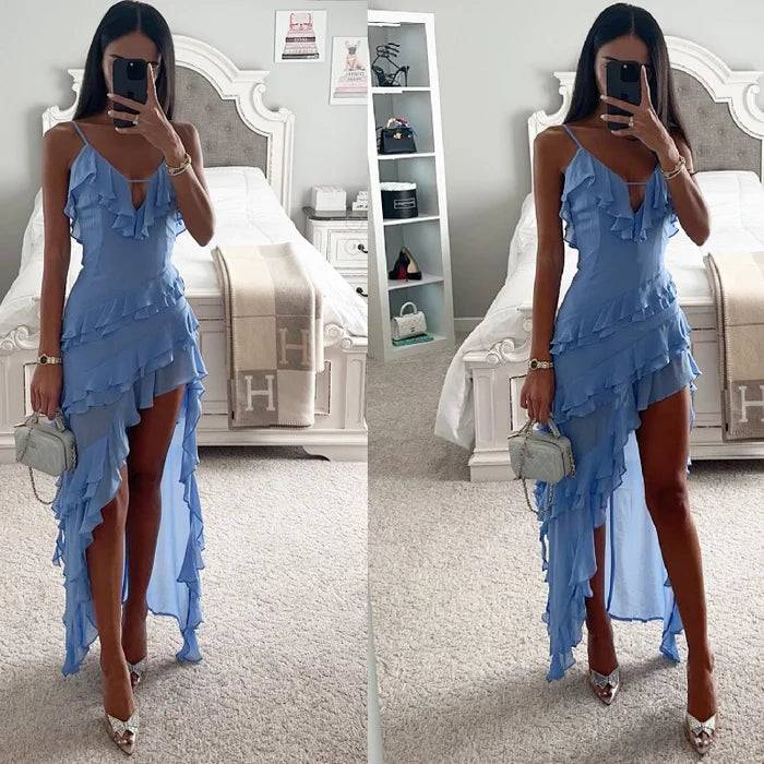 Celestina™ – Verspieltes Partykleid mit Rüschen & asymmetrischem Saum