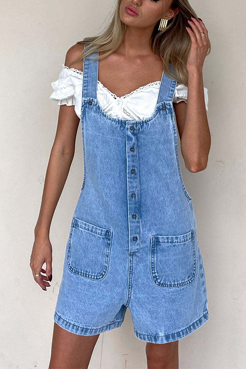 Valenzora | Rosiedress Button Closure With Pockets Denim Jumpsuit