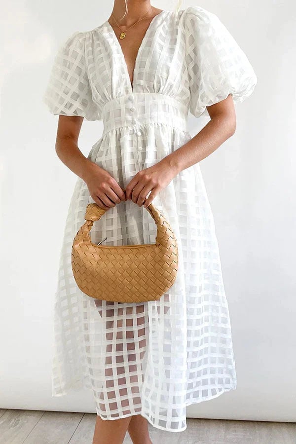Valenzora | Midi dress with puff sleeves