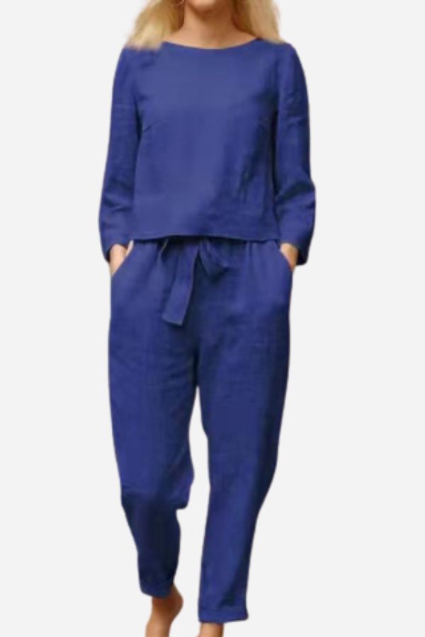 Valenzora SOLID COLOUR LINEN TWO-PIECE SET