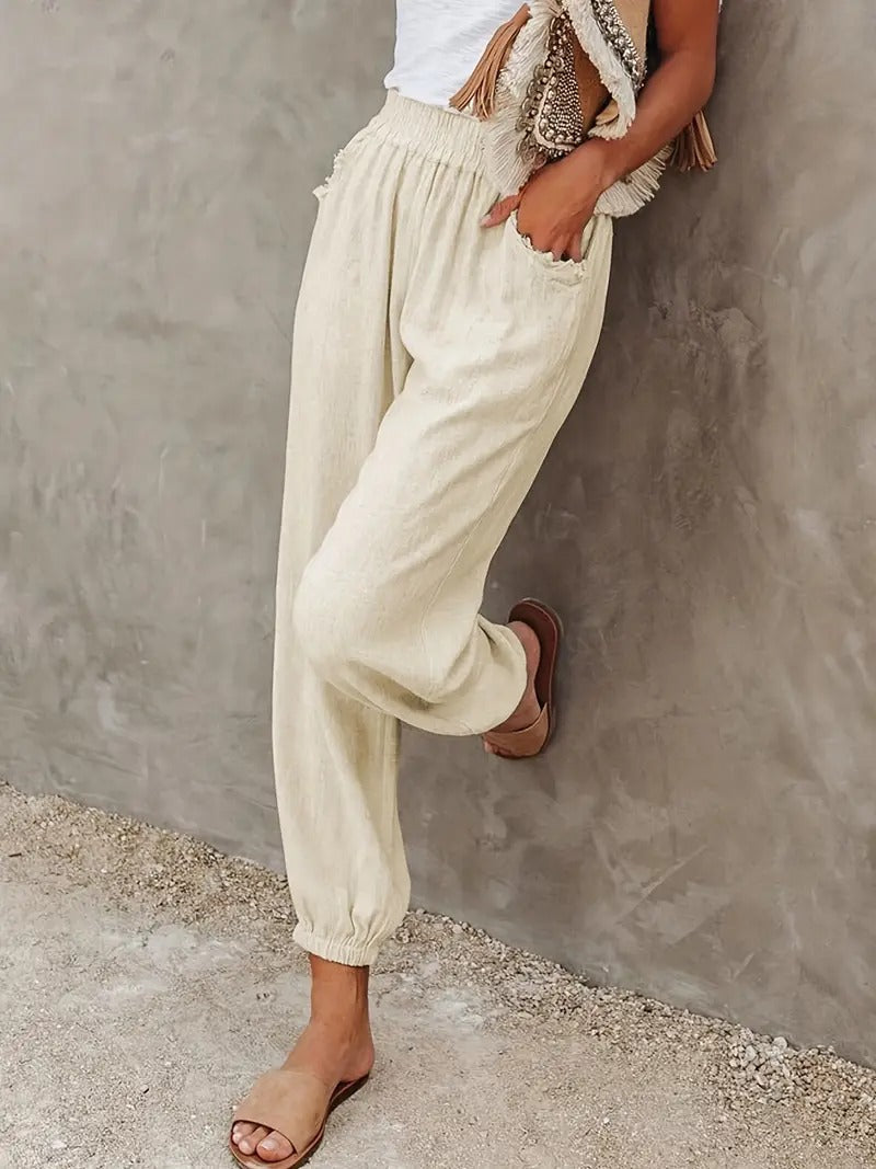 Valenzora - High-waisted long trousers