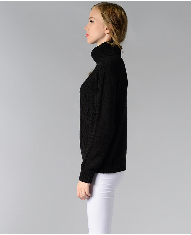 Celina™ - Women's long-sleeved roll-neck sweater with cable knit