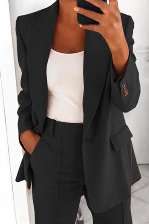 Valenzora | Rosiedress One-Button Solid Color Office Blazer Jacket