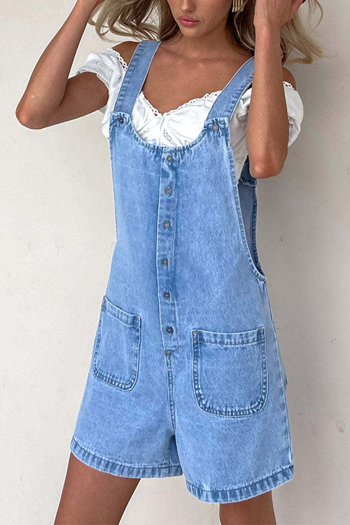 Valenzora | Rosiedress Button Closure With Pockets Denim Jumpsuit