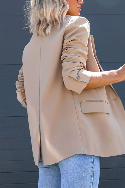 Valenzora | Rosiedress Klassischer Ein-Knopf-Blazer mit Rückenschlitz und Taschen