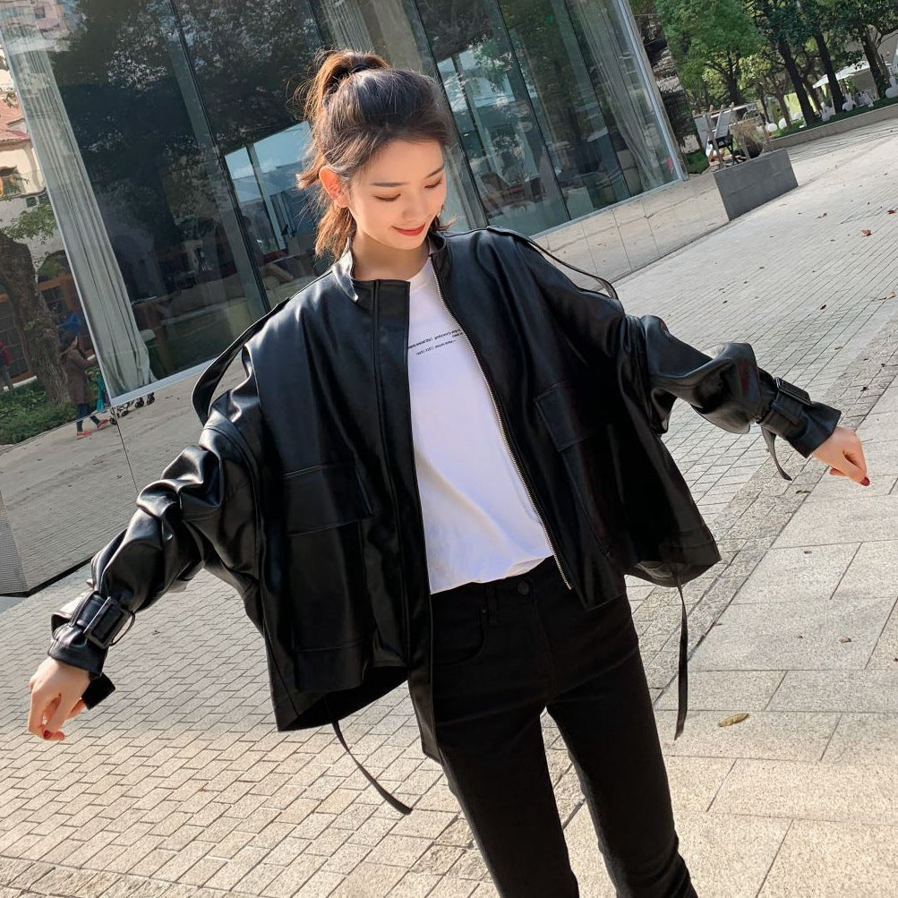 Valenzora | Damen Lederjacke mit kastigem Schnitt
