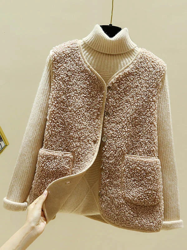 Valenzora - Warm Sleeveless Lambswool Cardigan for Women