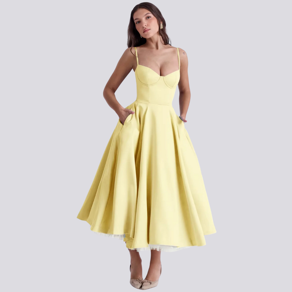Valenzora | Midi Dress with Floral Corset for Women