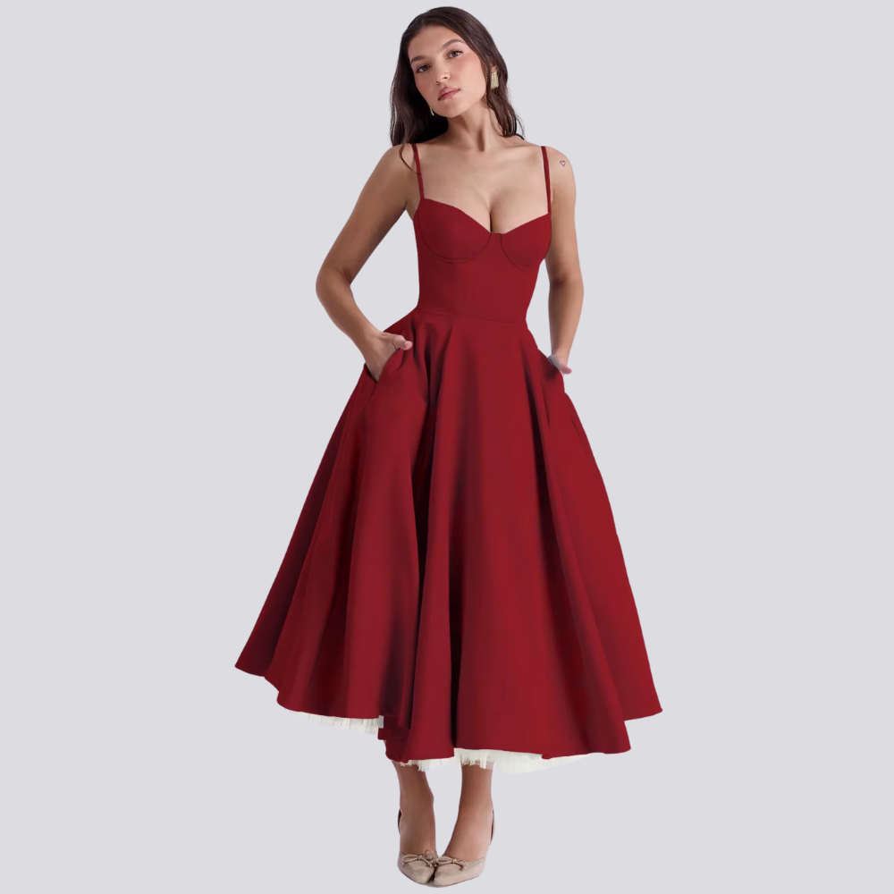 Valenzora | Midi Dress with Floral Corset for Women