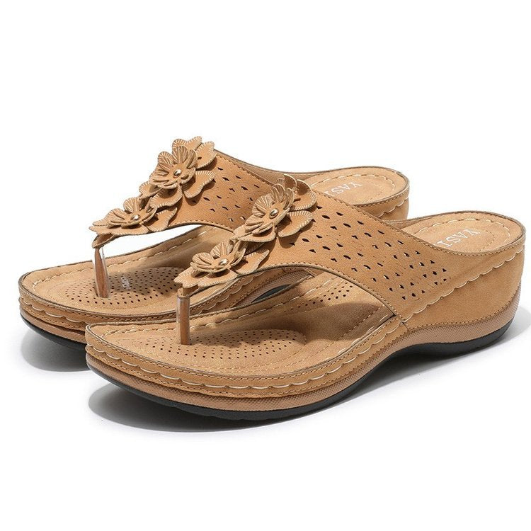 Valenzora | Breathable casual shoes with round toe and herringbone pattern flower