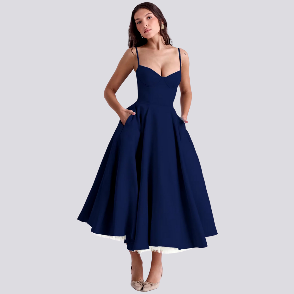 Valenzora | Midi Dress with Floral Corset for Women