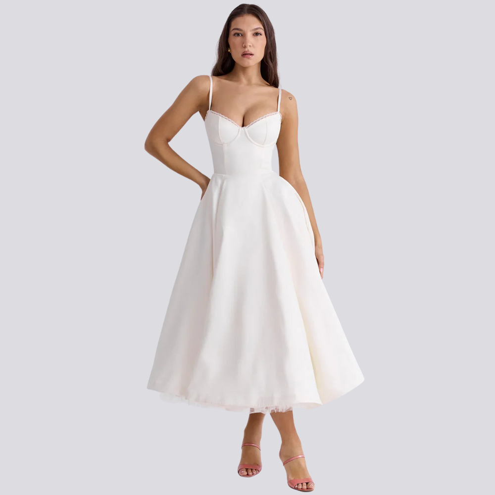 Valenzora | Midi Dress with Floral Corset for Women
