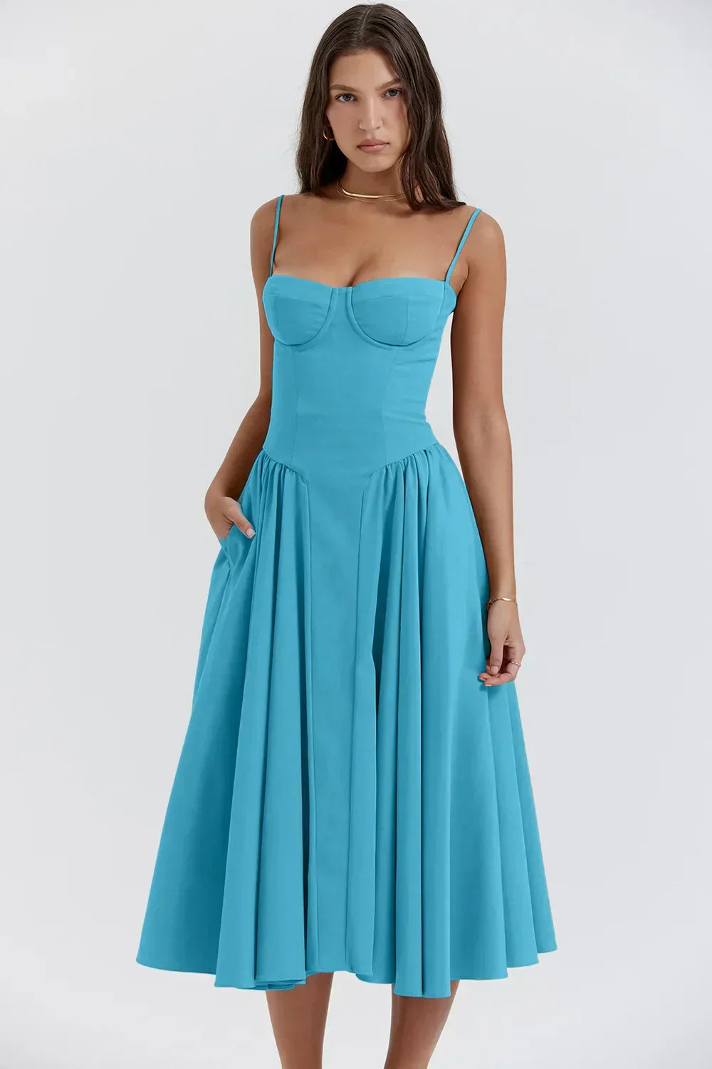 Valenzora | Ärmelloses Midikleid mit Korsett-Passform