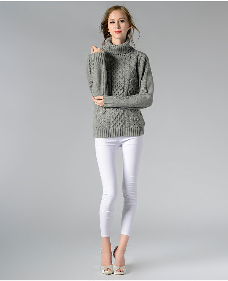 Celina™ - Women's long-sleeved roll-neck sweater with cable knit