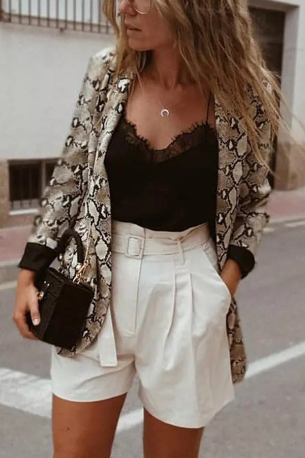 Valenzora | Charmer snake pattern lapel loose blazer