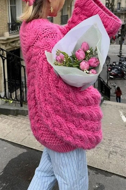 Valenzora | Rosiedress Round Neck Oversized Cable Knit Sweater