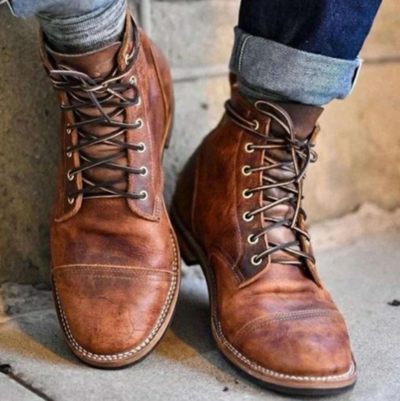 Valenzora | Vintage Leather Boots with Laces