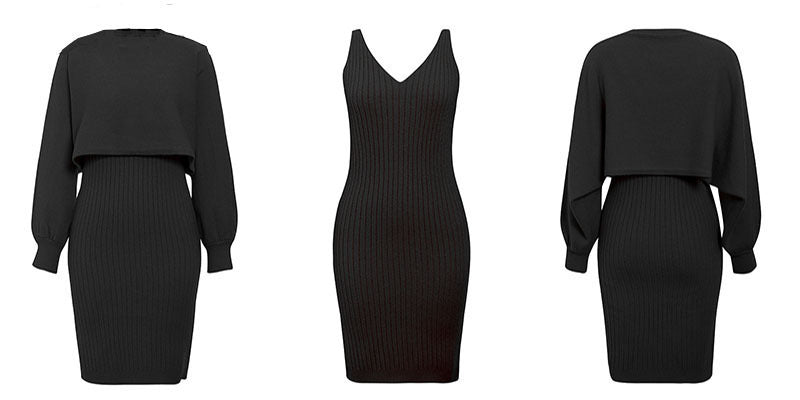 Valenzora | 2-teiliges Strickset – elegantes, ärmelloses Strickkleid mit Pullover für Herbst und Winter
