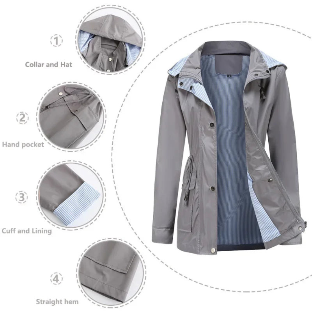 Valenzora | Lightweight Women's Rain Jacket, Water-Repellent