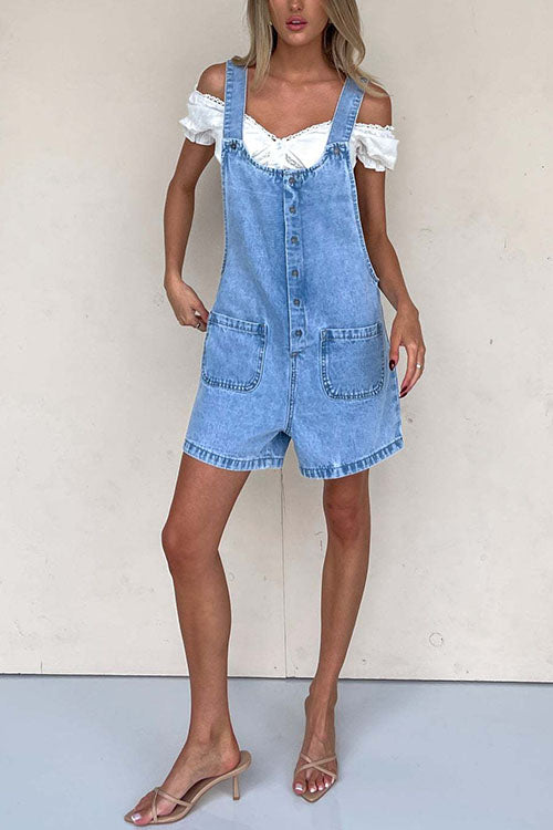 Valenzora | Rosiedress Button Closure With Pockets Denim Jumpsuit