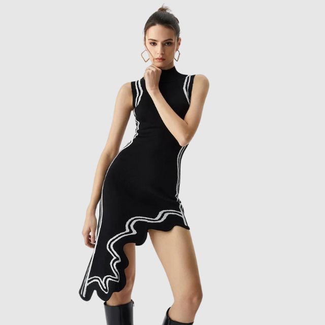 Valenzora | Sleeveless dress with contrasting piping