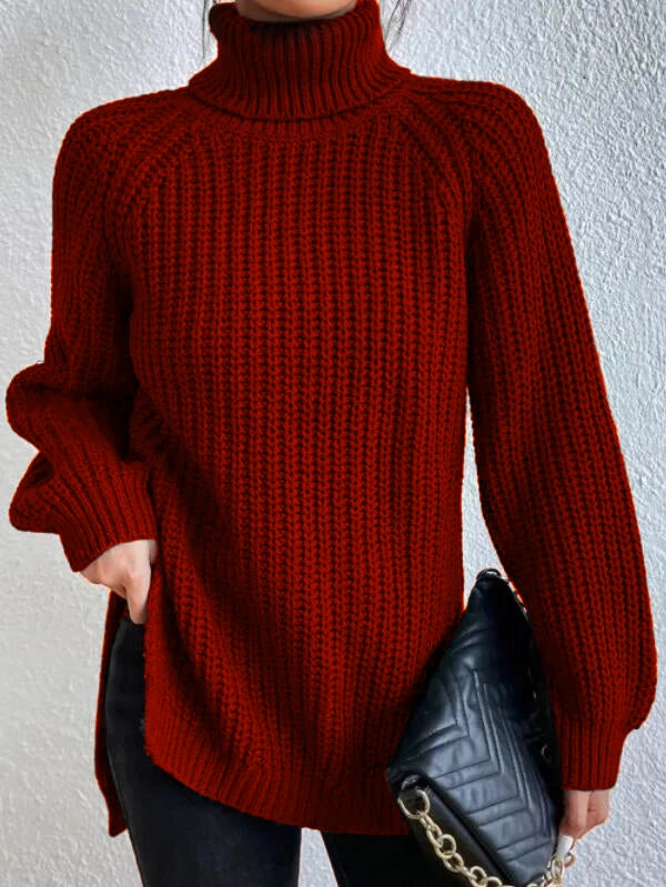 Valenzora Dresden – Roll-neck sweater with raglan sleeves and slit hem