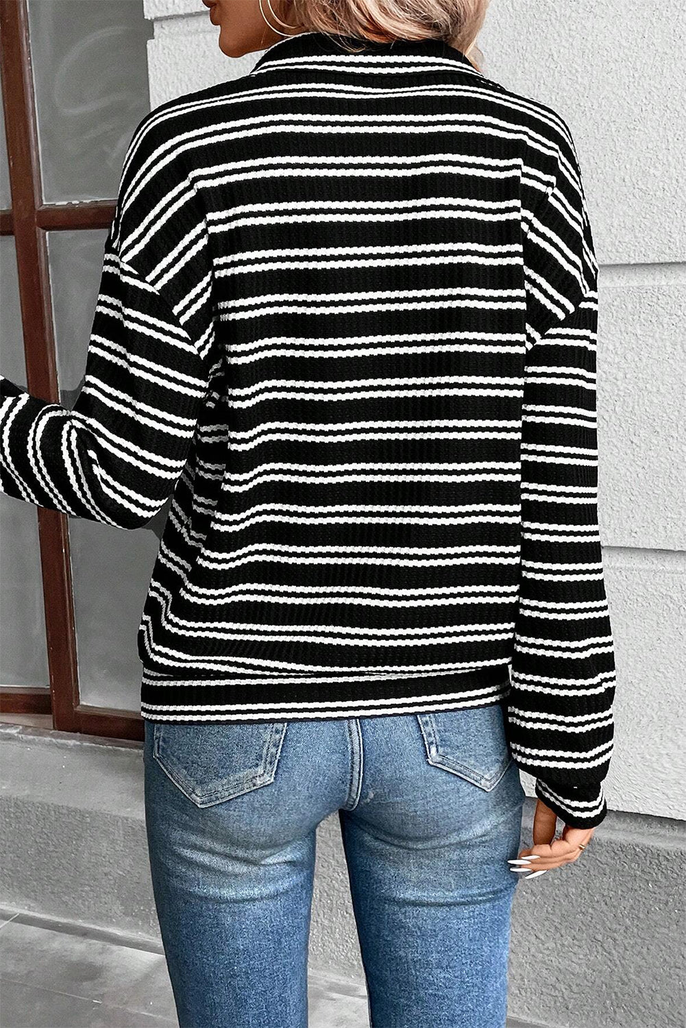 Valenzora | Striped Top with Quarter Zip for Women
