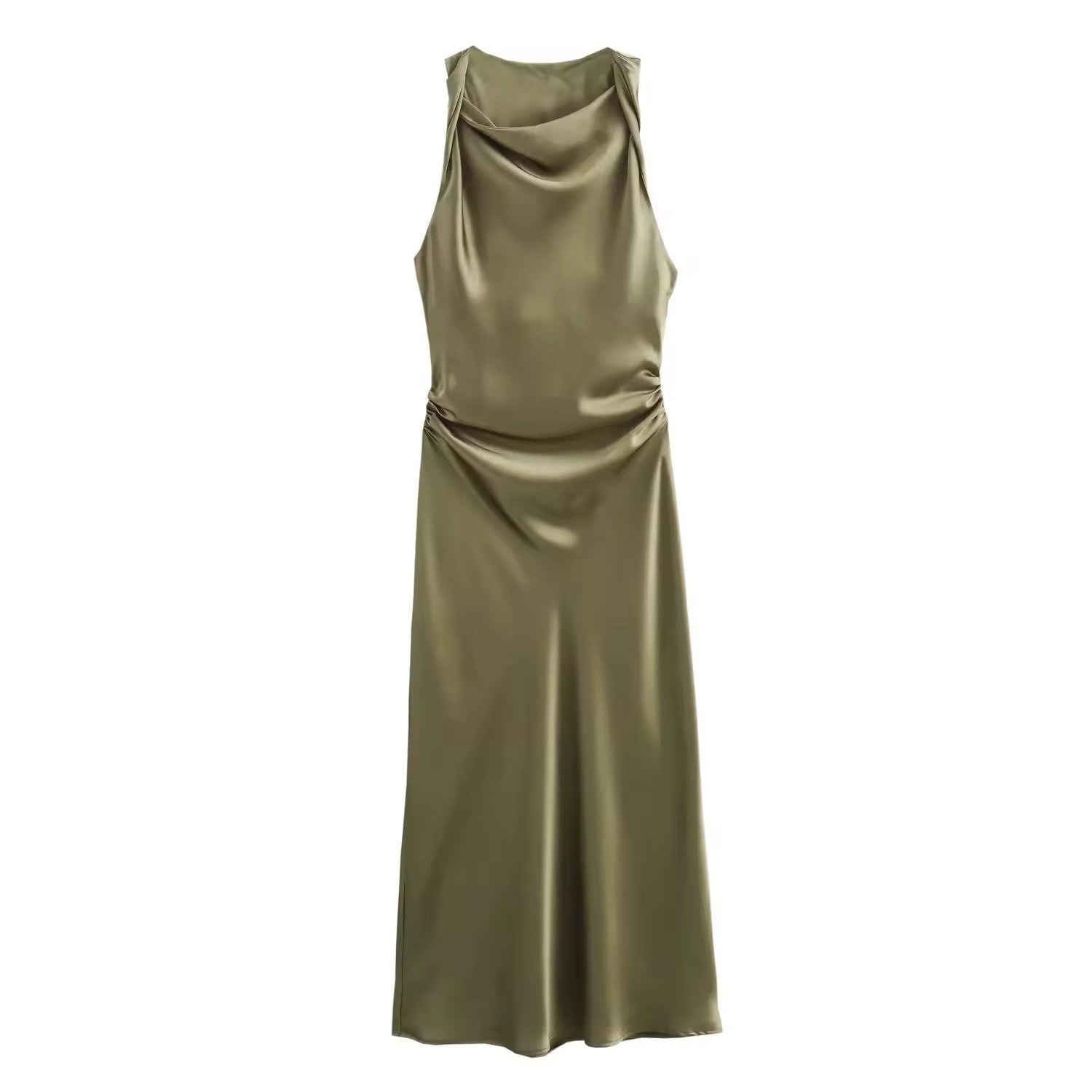 Valenzora | Satiniertes Maxikleid mit eleganter Drapierung