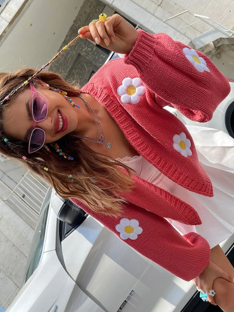 Valenzora | Strickjacke für Damen mit Blumenmuster