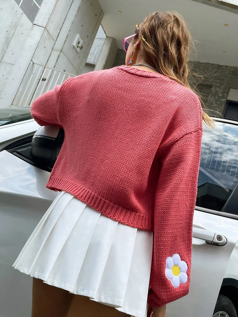Valenzora | Strickjacke für Damen mit Blumenmuster