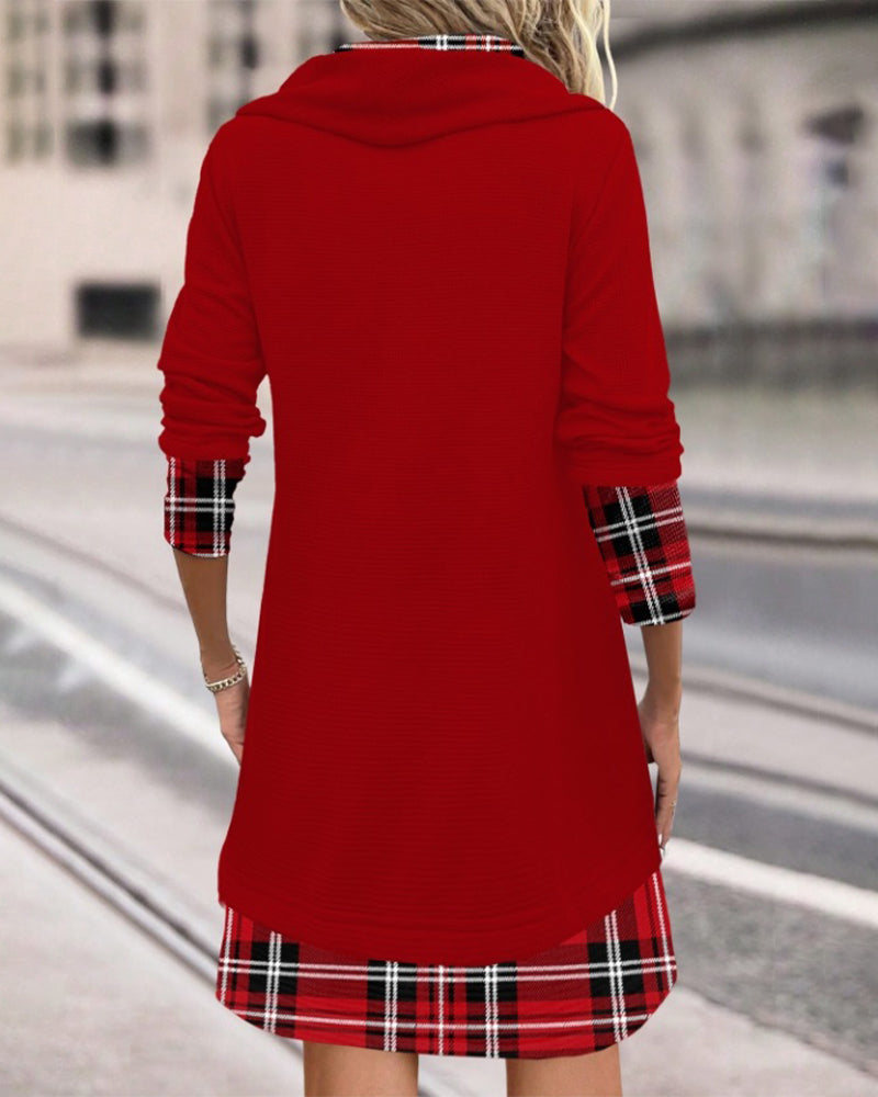 Valenzora | Classic Look Checked Long Sleeve Dress
