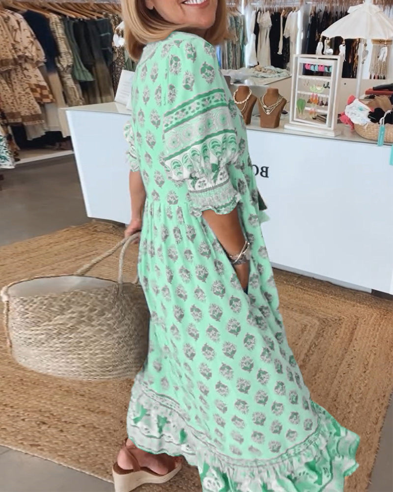 Valenzora | Boho Half-Sleeve Dress