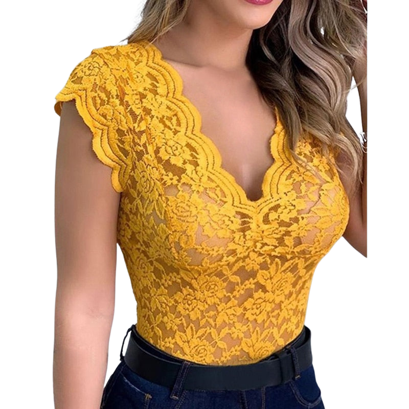 Valenzora | Sexy Women's Top Elegant Lace Top Refined Details