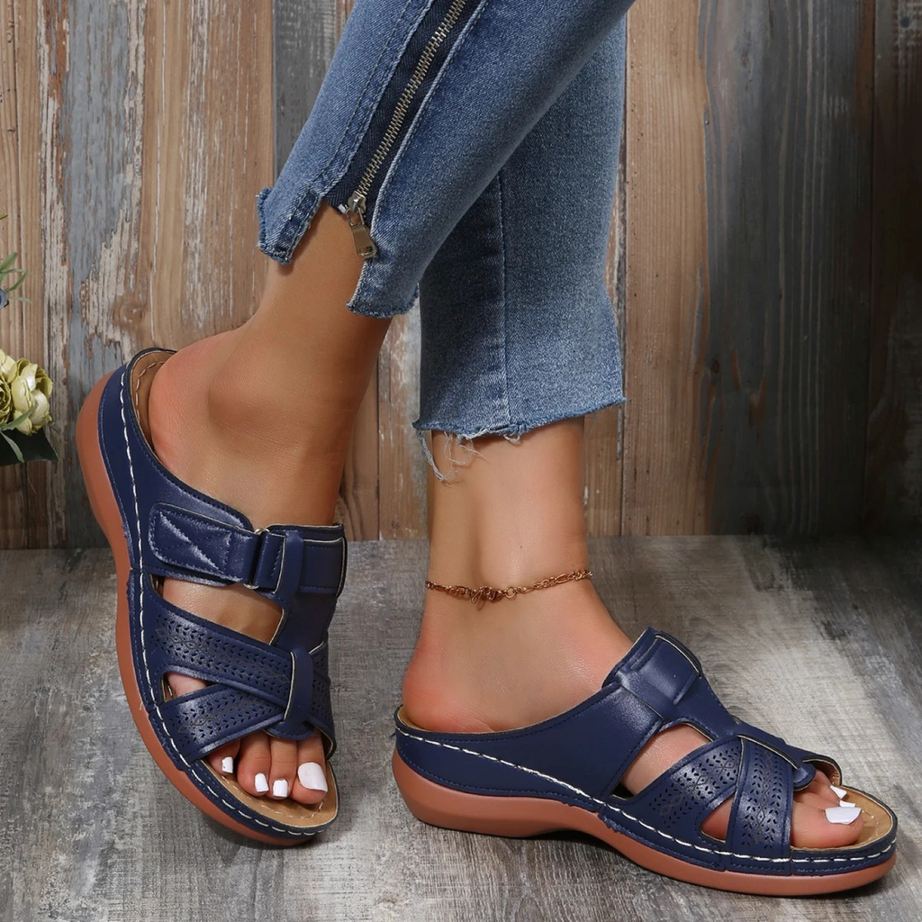 Valenzora | Orthopedic leather sandals for women with open toe