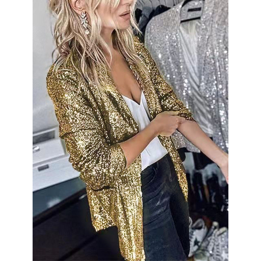 Valenzora | Glamorous sequined blazer with long sleeves