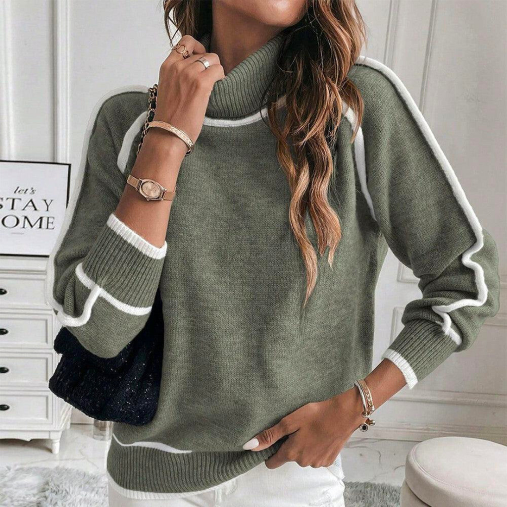 Luxurious olive green knit sweater