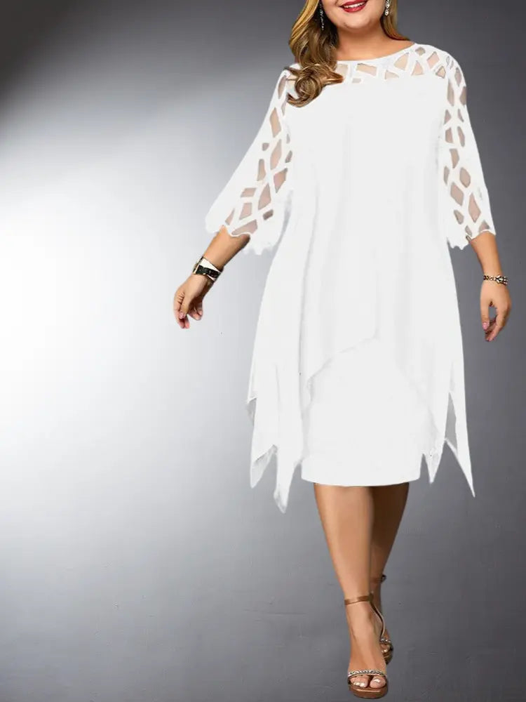 Valenzora | Elegant Plus Size Lace Midi Dress