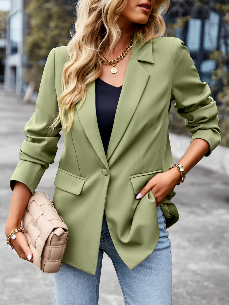 Valenzora | Damen-Blazer mit einem Knopf, langen Ärmeln, tailliertem Schnitt, lässig-schick