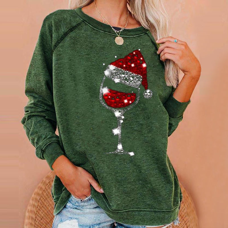 Valenzora | Festive Cheers Wine Glass Sweatshirt