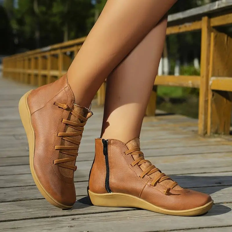Valenzora | Damen-Stiefeletten – bequemer Schnürverschluss