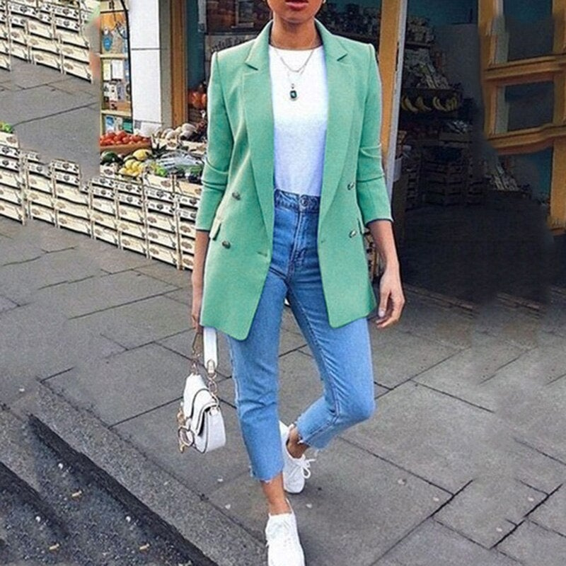Valenzora | Women's Blazer Elegant Long Blazer with 3/4 Sleeves, Ideal for Business Looks