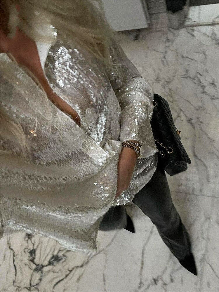Valenzora – Extra-weites Glitzer-Shirt für Damen