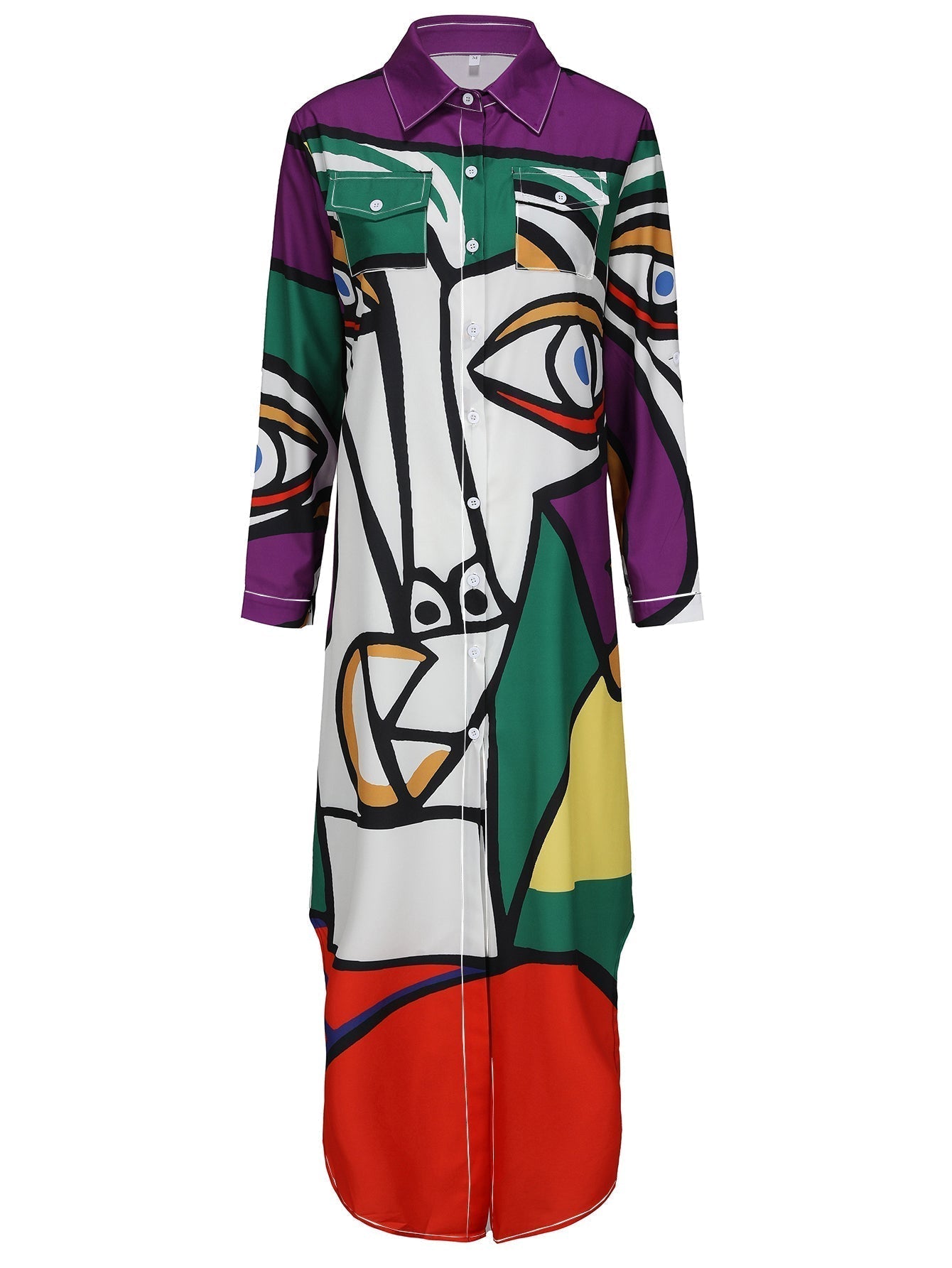 Valenzora | Casual long dress with face pattern and slit
