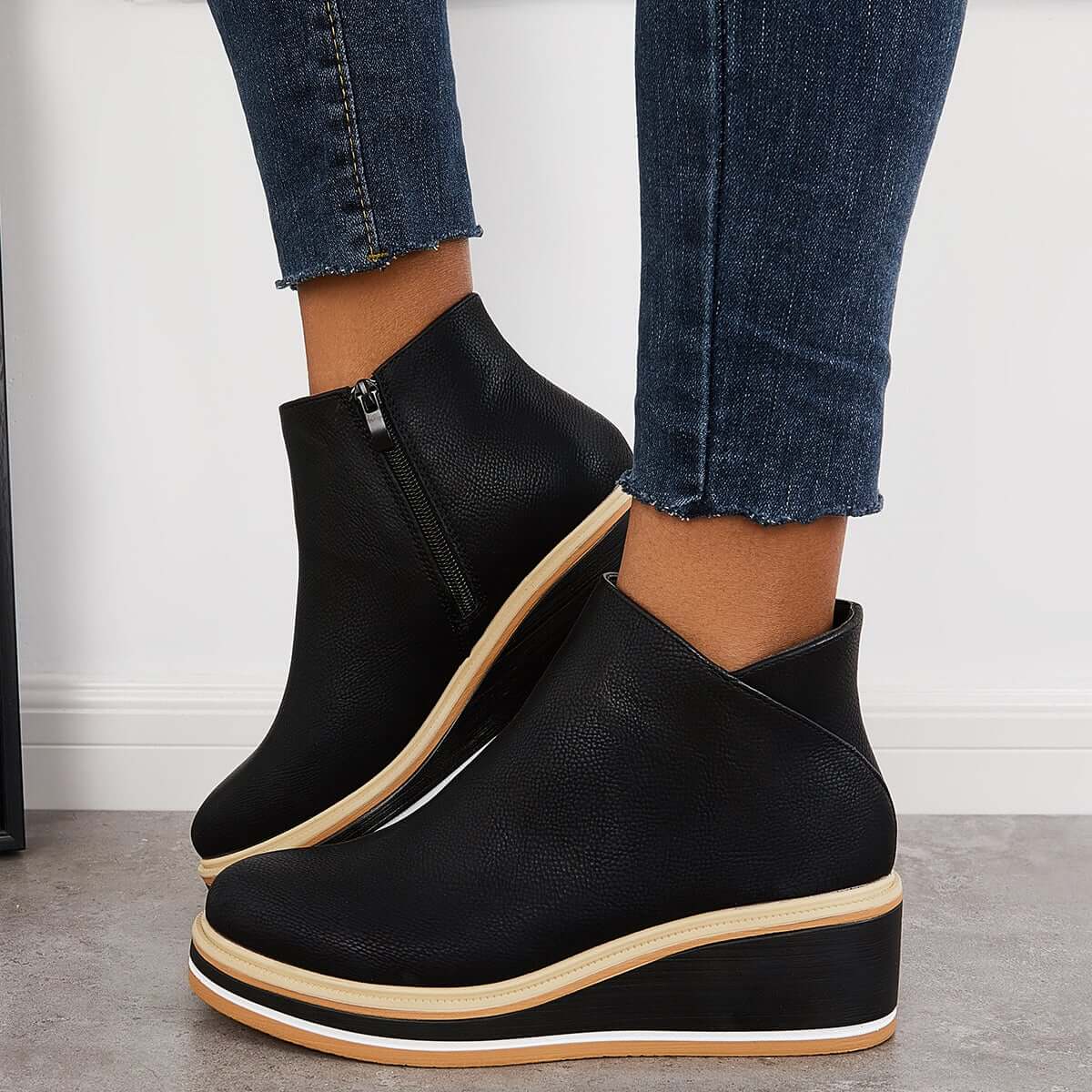 Valenzora – Stylische Stiefeletten mit Reißverschluss und Plateau