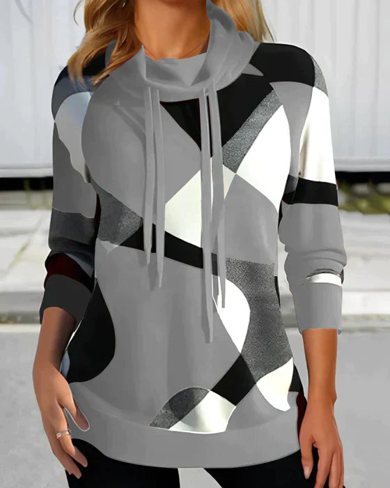 Valenzora | Hoodie with high collar and contrasting color