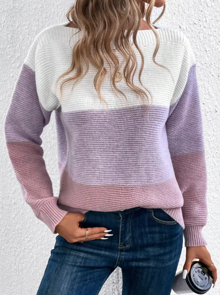 Elegant three-color patchwork sweaters