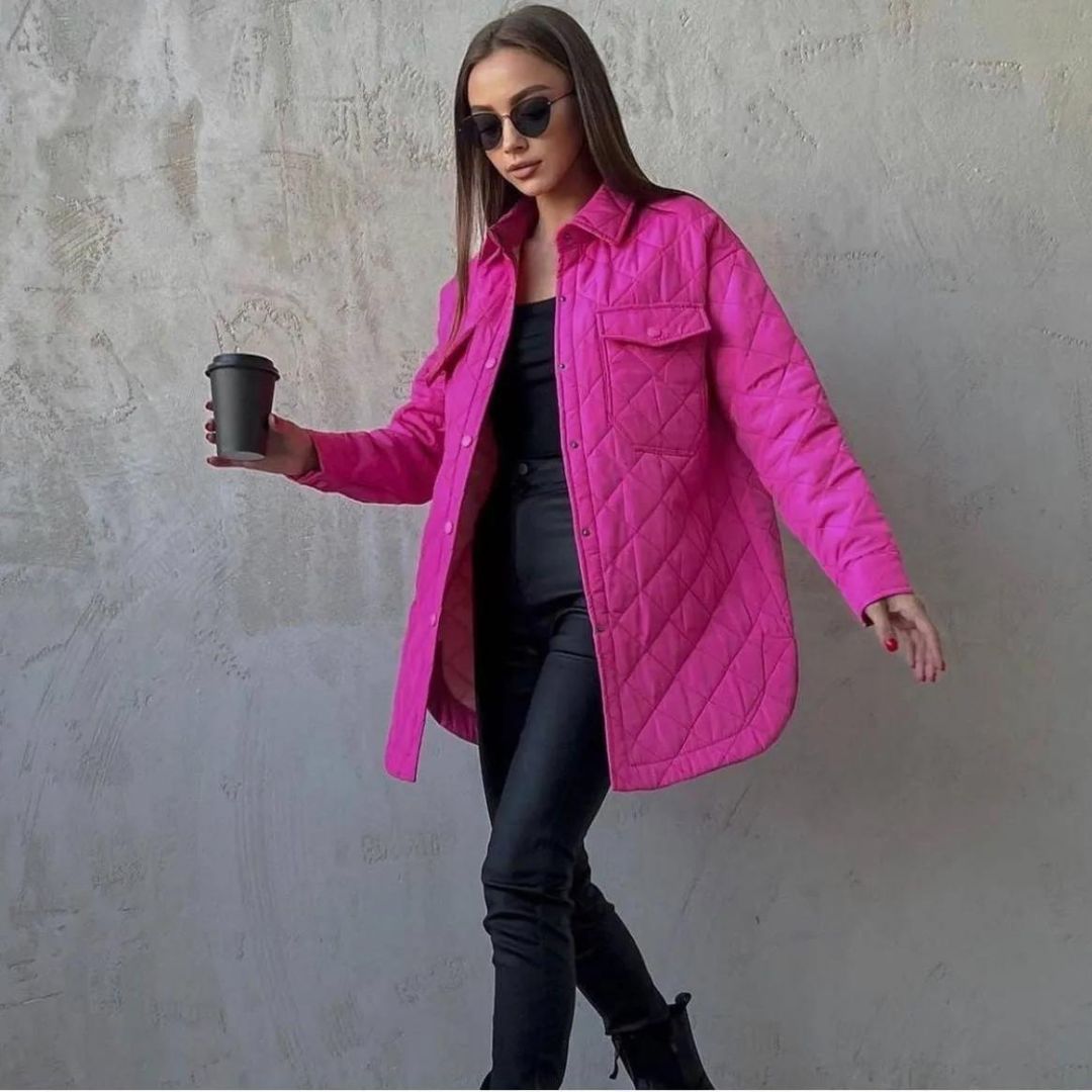 quilted jacket with snap fasteners