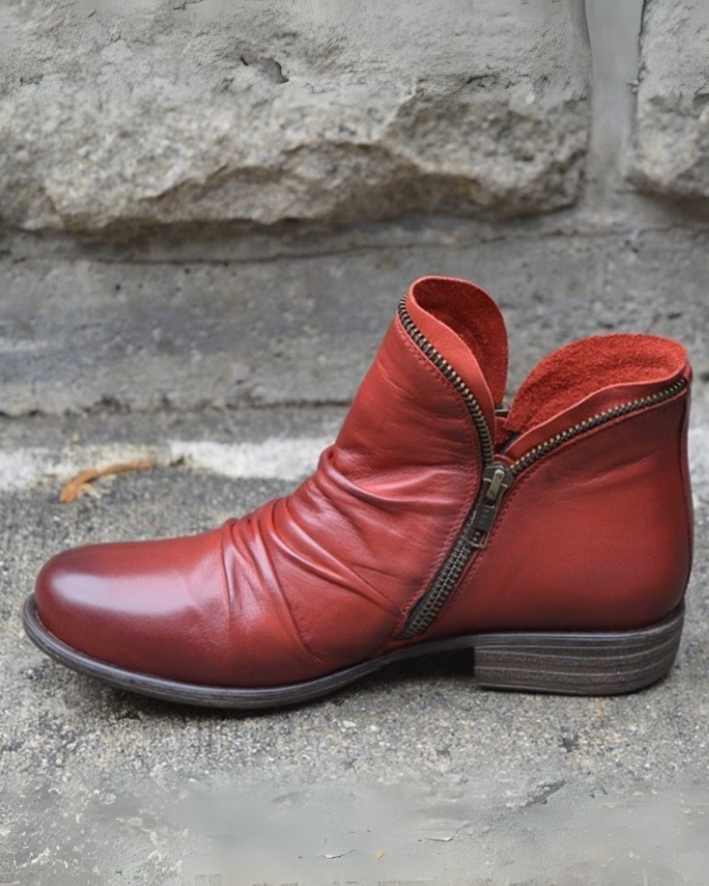 Valenzora | Lederstiefel mit Reißverschluss