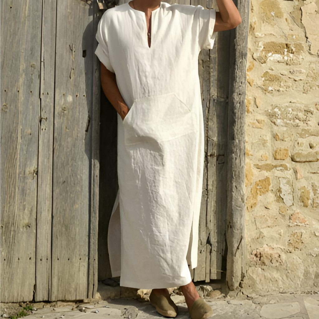 Valenzora | Langes Hemdblusenkleid mit Schlitz: Komfortable, vielseitige und leichte Mode