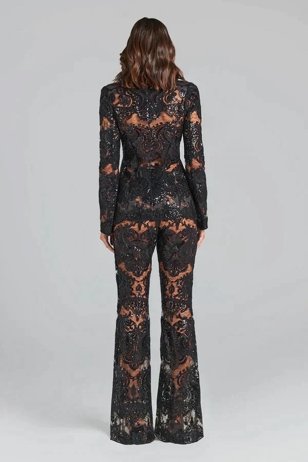 Valenzora | Luxuriöses Pailletten-Blazer- und Hosen-Set